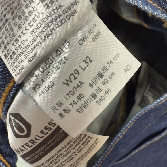 LEVI'S 501 Original Denim Button Closure Straight Leg Dark Blue Wash Jeans W 32" - Picture 3 of 5